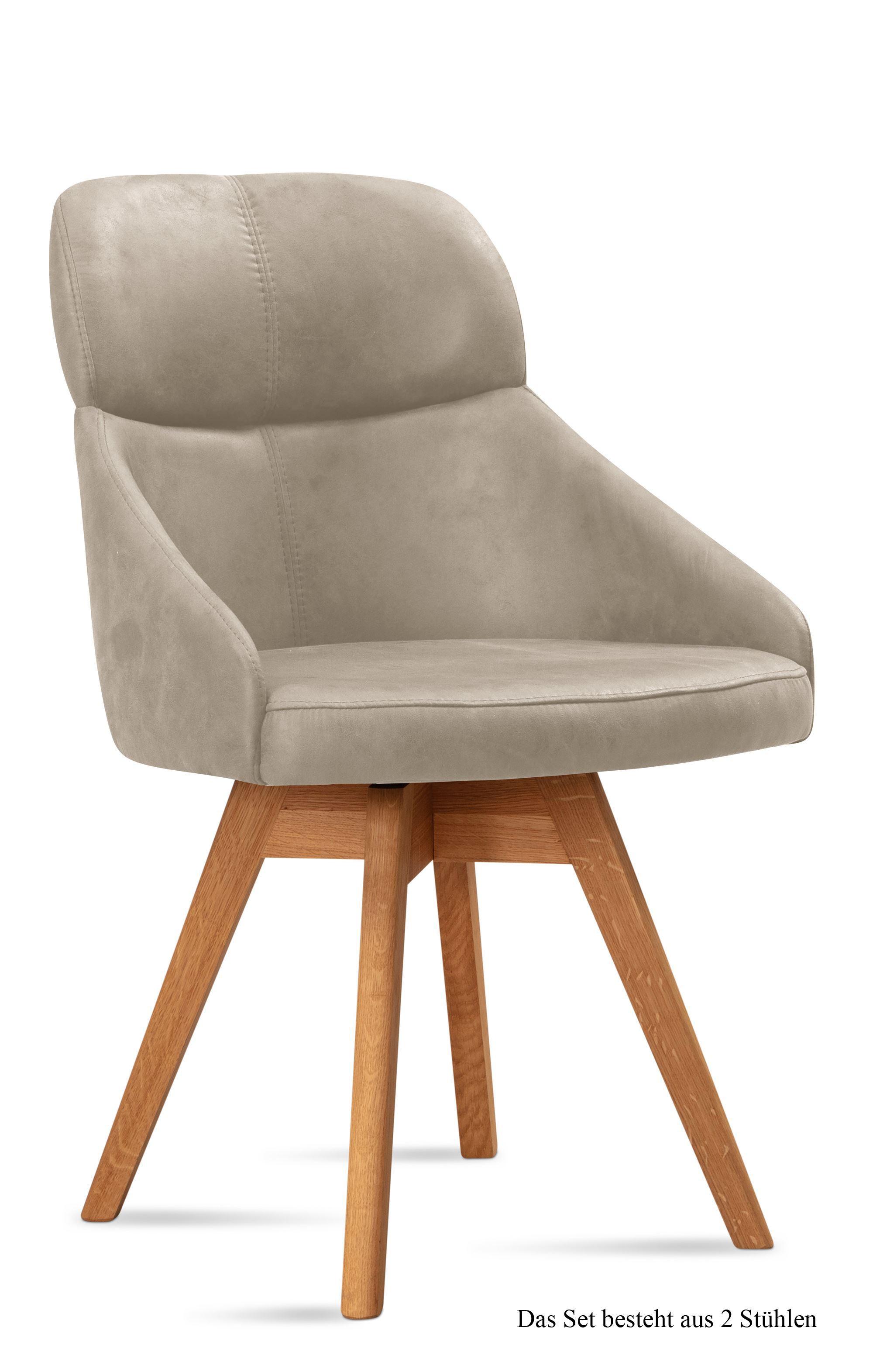 ESSZIMMERSTUHL drehbar (2er-Set) Drala 52x82x63 Eiche geölt/Natur - Eichefarben/Naturfarben, Kunststoff (63/82/52cm) - 58aufmkessel