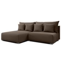 ECKSOFA L Form Ederra Braun 208/190/91 cm – großes Sofa mit Schlaffunktion L - Silberfarben/Braun, Textil/Metall (190/208cm) - AX Living