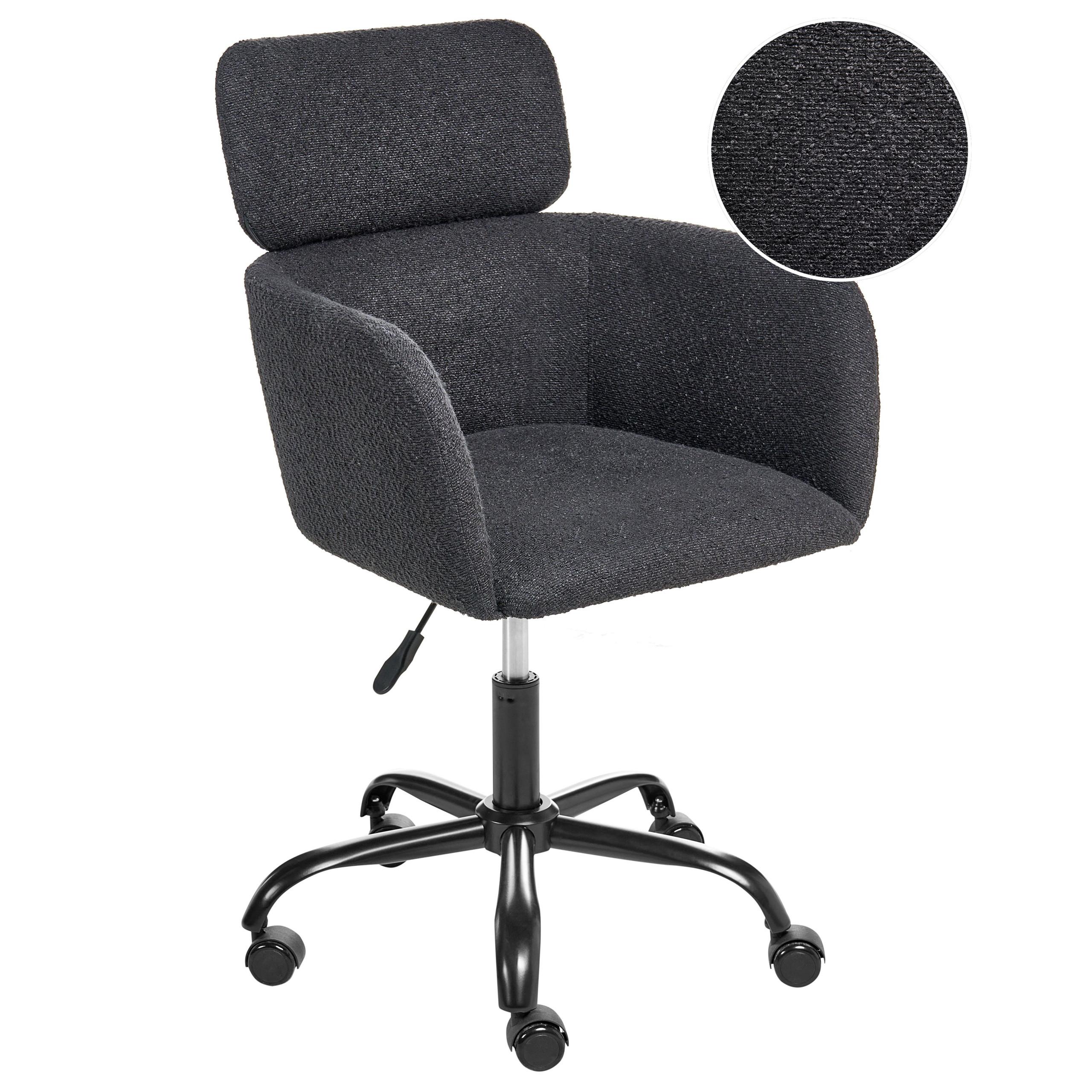 SCHREIBTISCHSTUHL Bouclé Schwarz Alena - Schwarz, Textil (60/84/60cm) - Beliani
