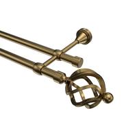GARDINENSTANGE Primus Paolo 160 cm, 2-läufig (ohne Ringe), 16 mm Ø Messing Antik - Messingfarben/Bronzefarben, Metall (160cm) - INTERDECO