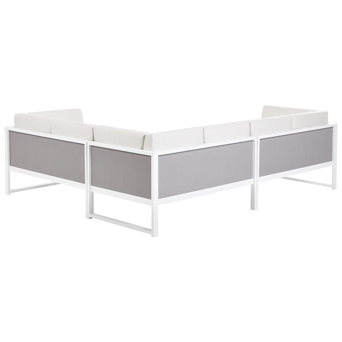 LOUNGE-SET 6-Sitzer Weiß Castella/Fratte - Hellgrau/Weiß, Metall - Beliani
