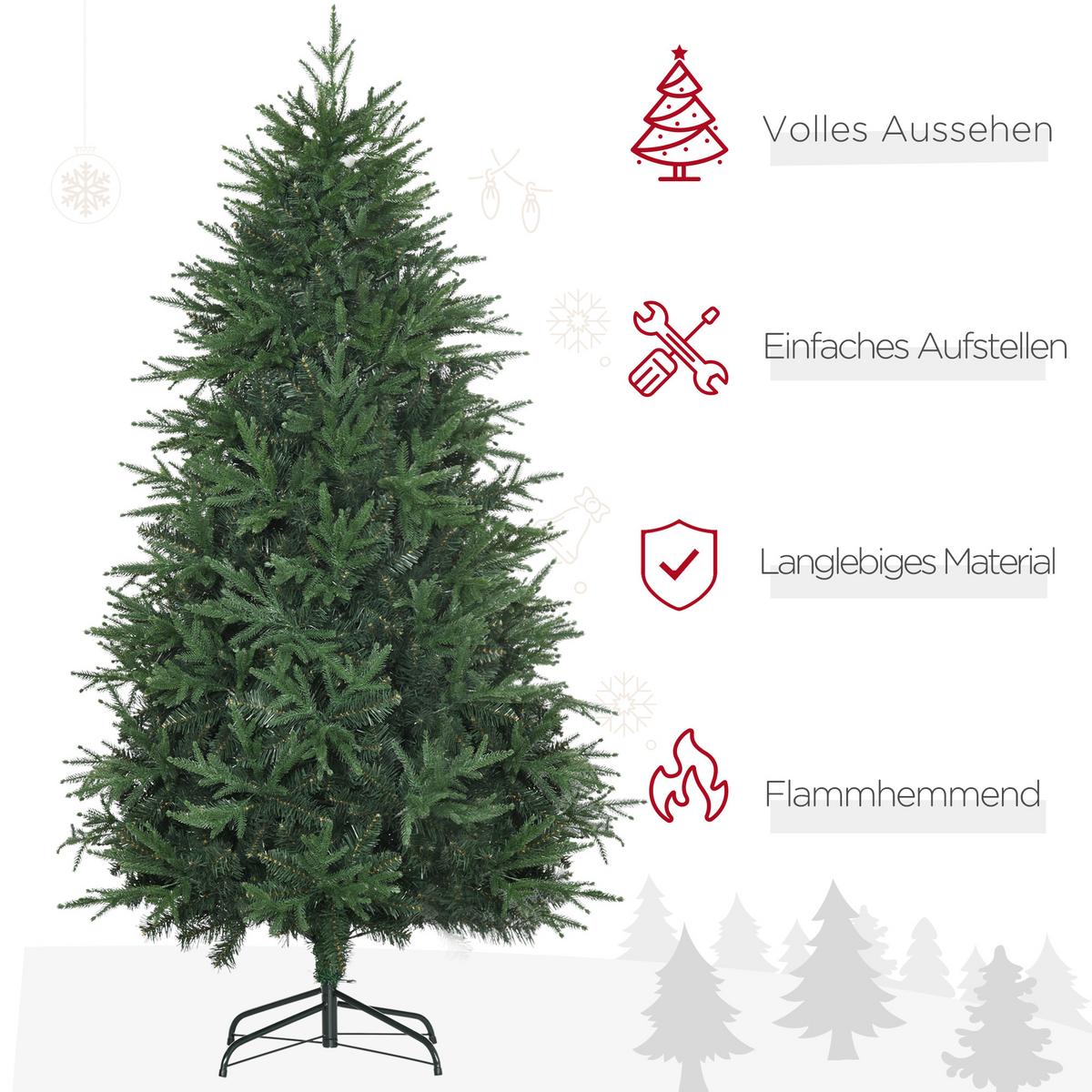180 cm Weihnachtsbaum Künstlich Naturgetreu Dichte Zweige für Weihnachtsfest - Grün, Kunststoff (180cm) - HOMCOM
