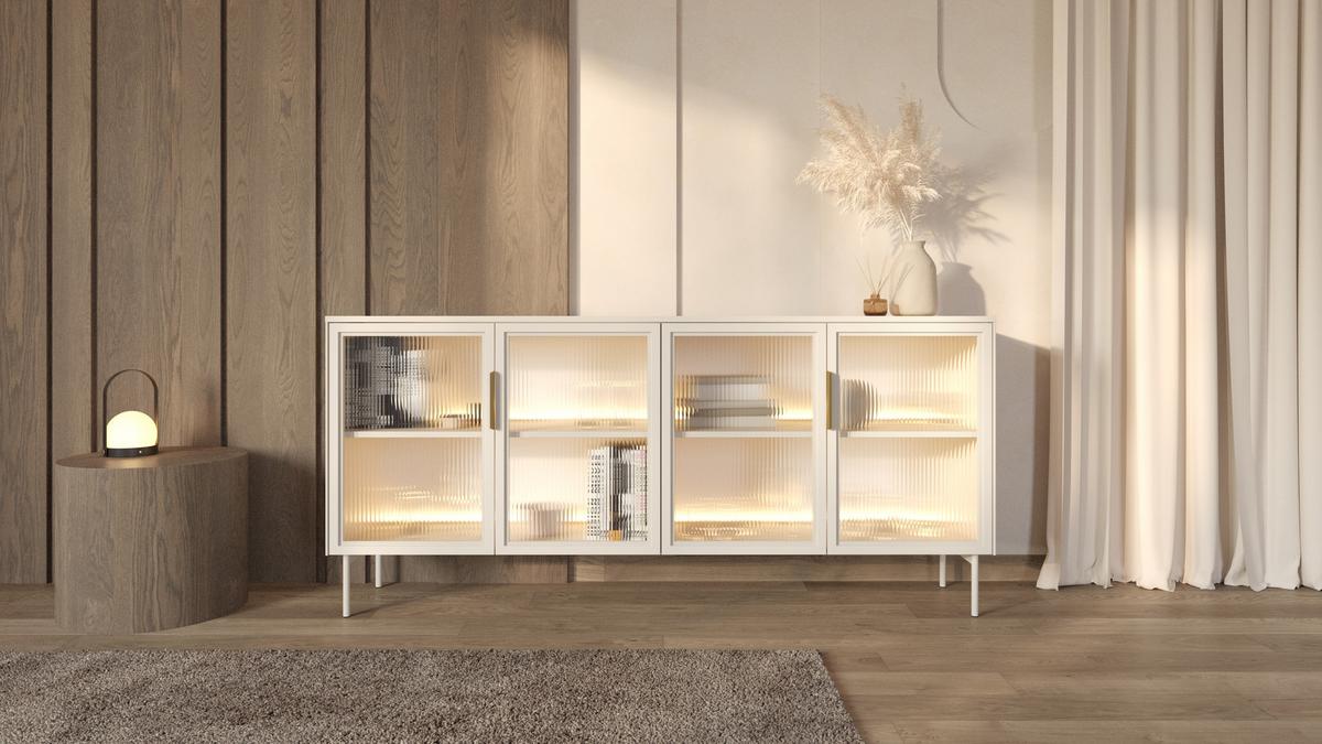 SIDEBOARD GLORIA 181,3x39,3x82,6 cm mit 4 Türen Kaschmir - Kaschmir, Holzwerkstoff (181.3/82.6/39.3cm) - MASSENO