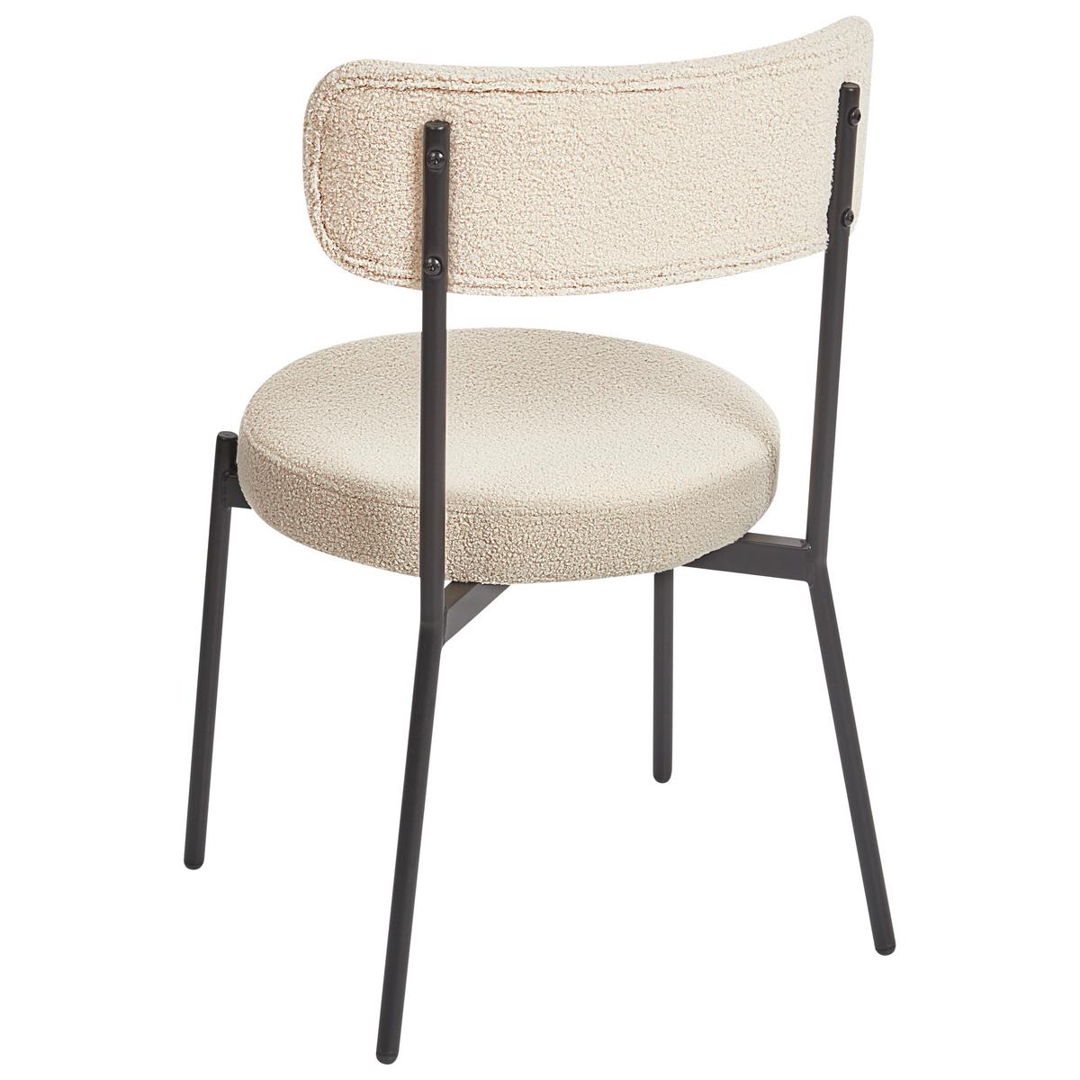 ESSZIMMERSTUHL 2er-Set Bouclé Helles Beige Allison - Beige/Schwarz, Textil (47/77/52cm) - Beliani