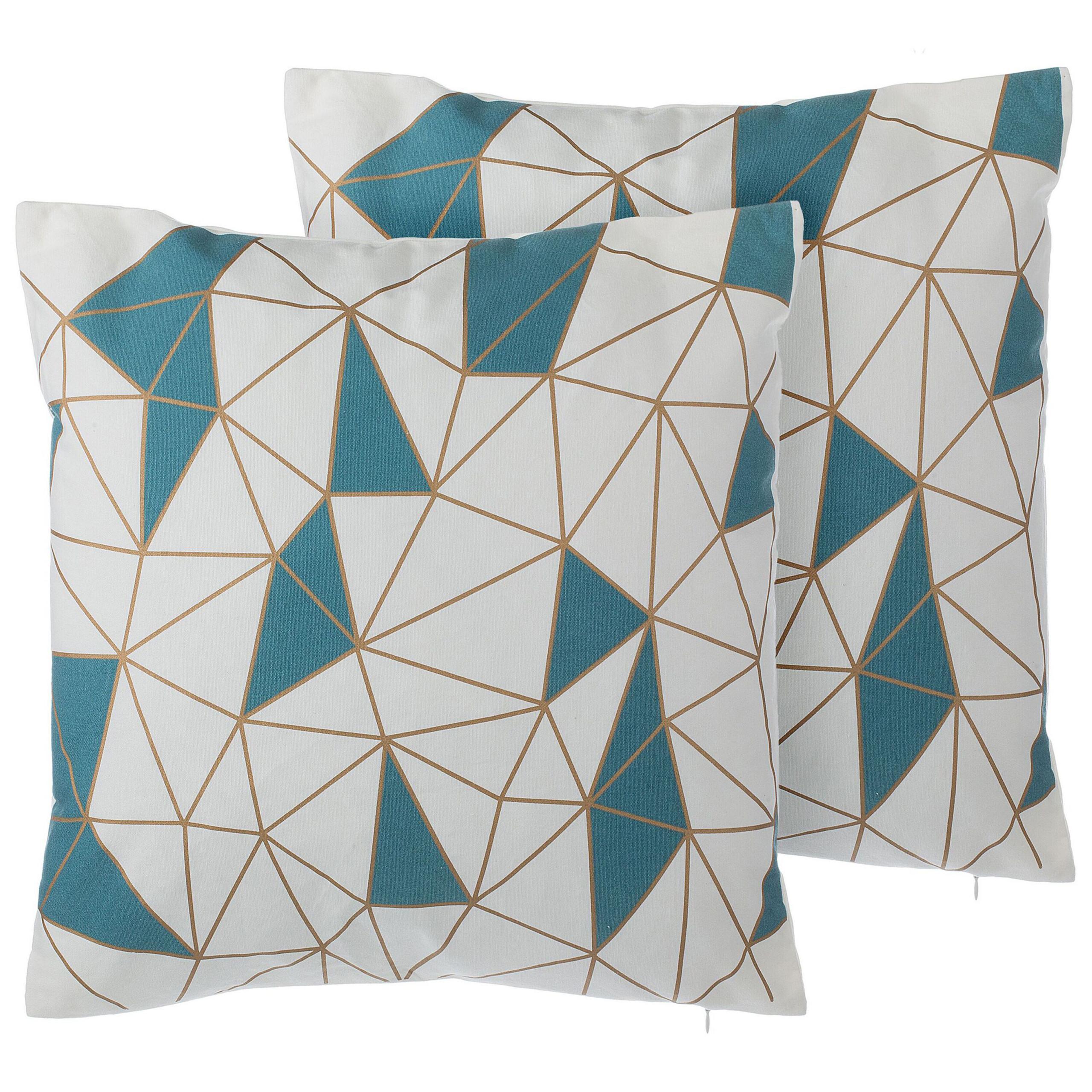 DEKOKISSEN 2er-Set Weiß 45/45 cm Clarkia - Weiß, Naturmaterialien/Textil (45/45cm) - Beliani