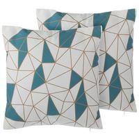 DEKOKISSEN 2er-Set Weiß 45/45 cm Clarkia - Weiß, Naturmaterialien/Textil (45/45cm) - Beliani