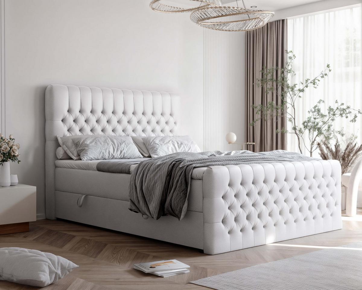BOXBETT 140x200 cm mit Topper - Weiß, Holzwerkstoff/Textil (140/200cm) - Idohome