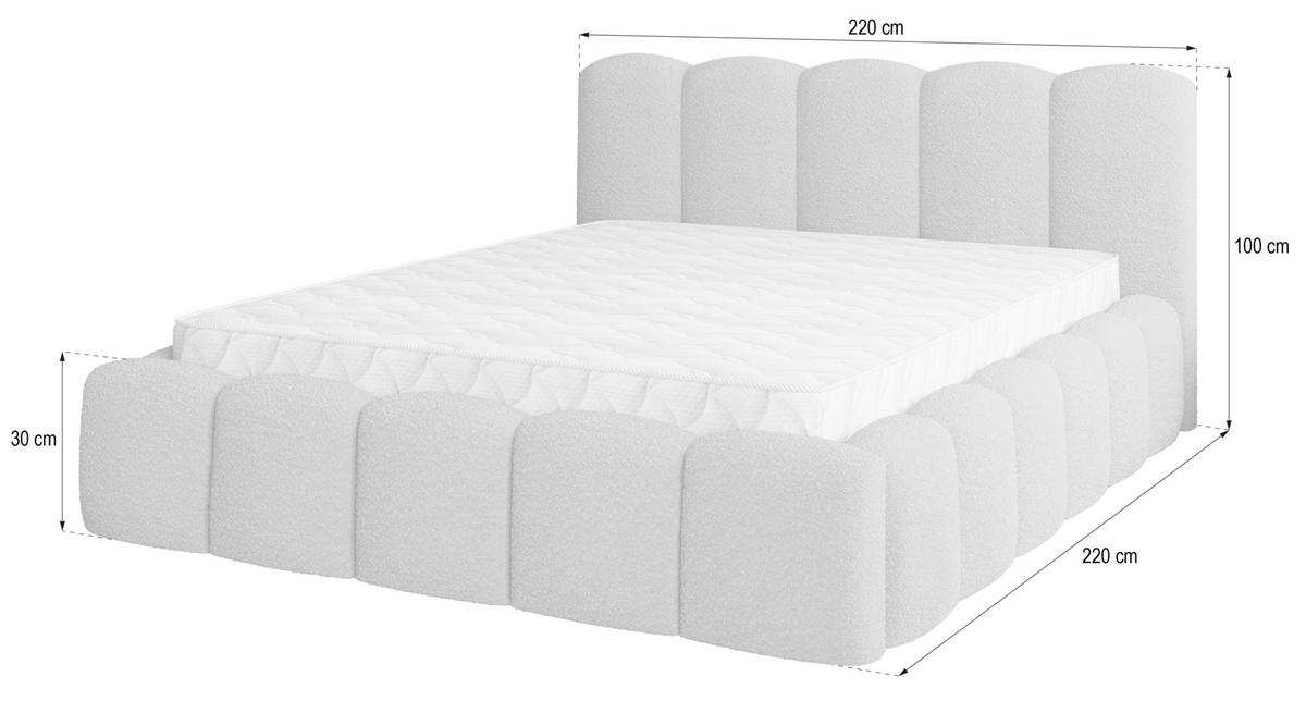 POLSTERBETT FALINA Q 200x200 cm mit Bettkästen - Creme - Creme, Holz/Textil - MASSENO