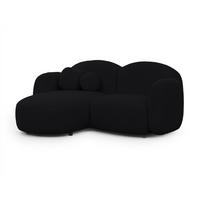 ECKSOFA Nuvola mit abgerundetem Design Schwarz Bouclé-Stoff - Ottomane Links - Schwarz, Holz/Kunststoff (190/146cm) - S-Style Möbel