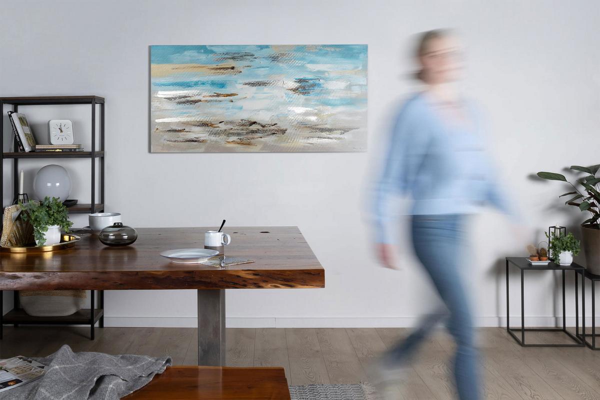 ÖLGEMÄLDE 140/70 cm - Blau/Grau, Holz/Textil (140/70cm) - KUNSTLOFT
