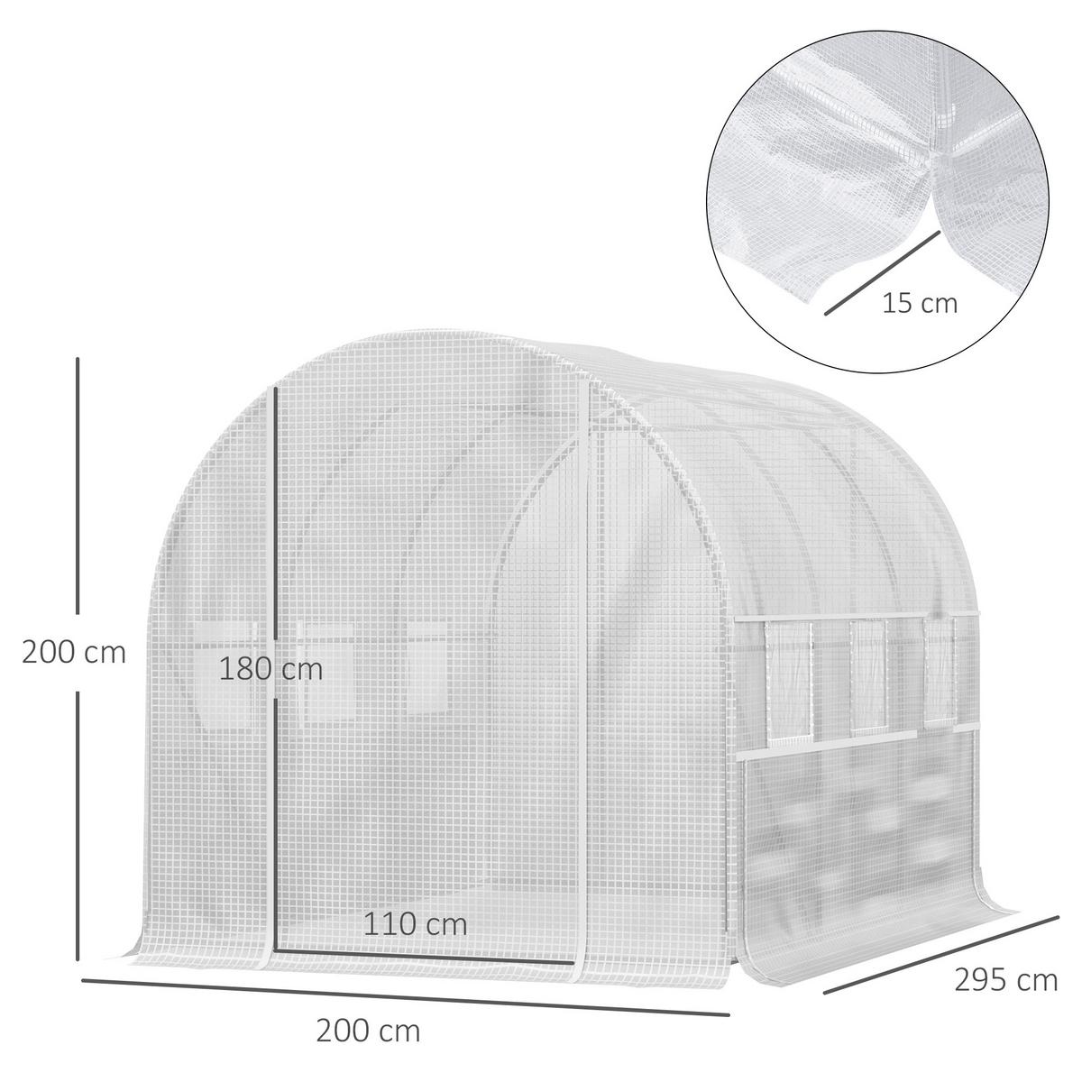 FOLIENGEWÄCHSHAUS, Weiß, Verzinkter Stahl, PE - Weiß, Kunststoff (200/200/295cm) - Outsunny
