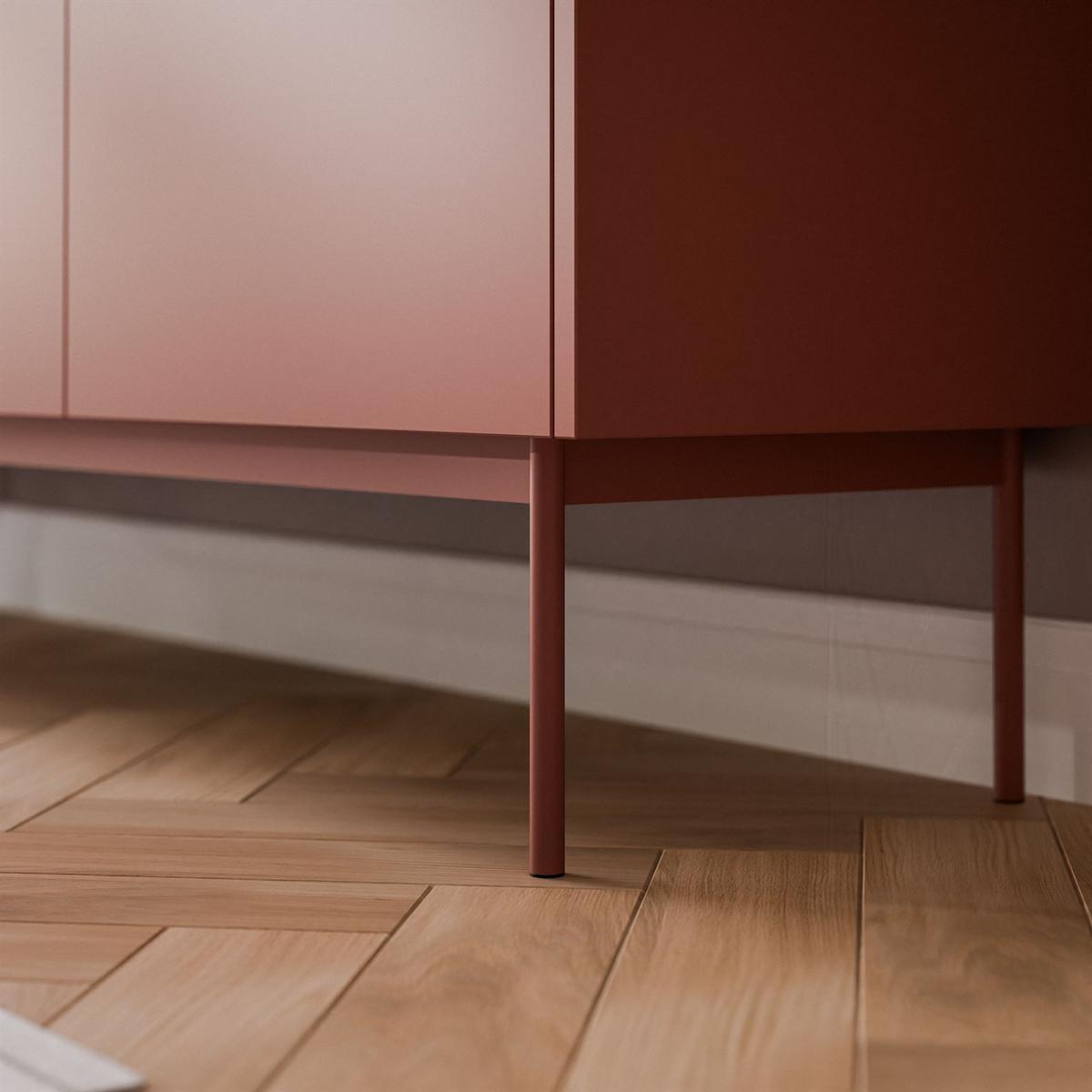 HOCHKOMMODE ESSENCE 2D KD97 Keramik Rot / Eiche Linea - Eichefarben/Rot, Holzwerkstoff (97/122/37cm) - Lookway
