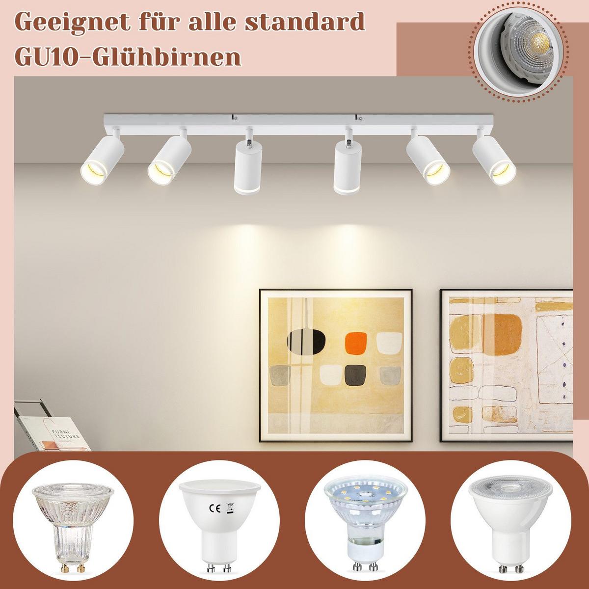 DECKENSTRAHLER Vilbel 6-flammig 83/5/17 cm - Weiß, Metall (83/5/17cm) - Nettlife