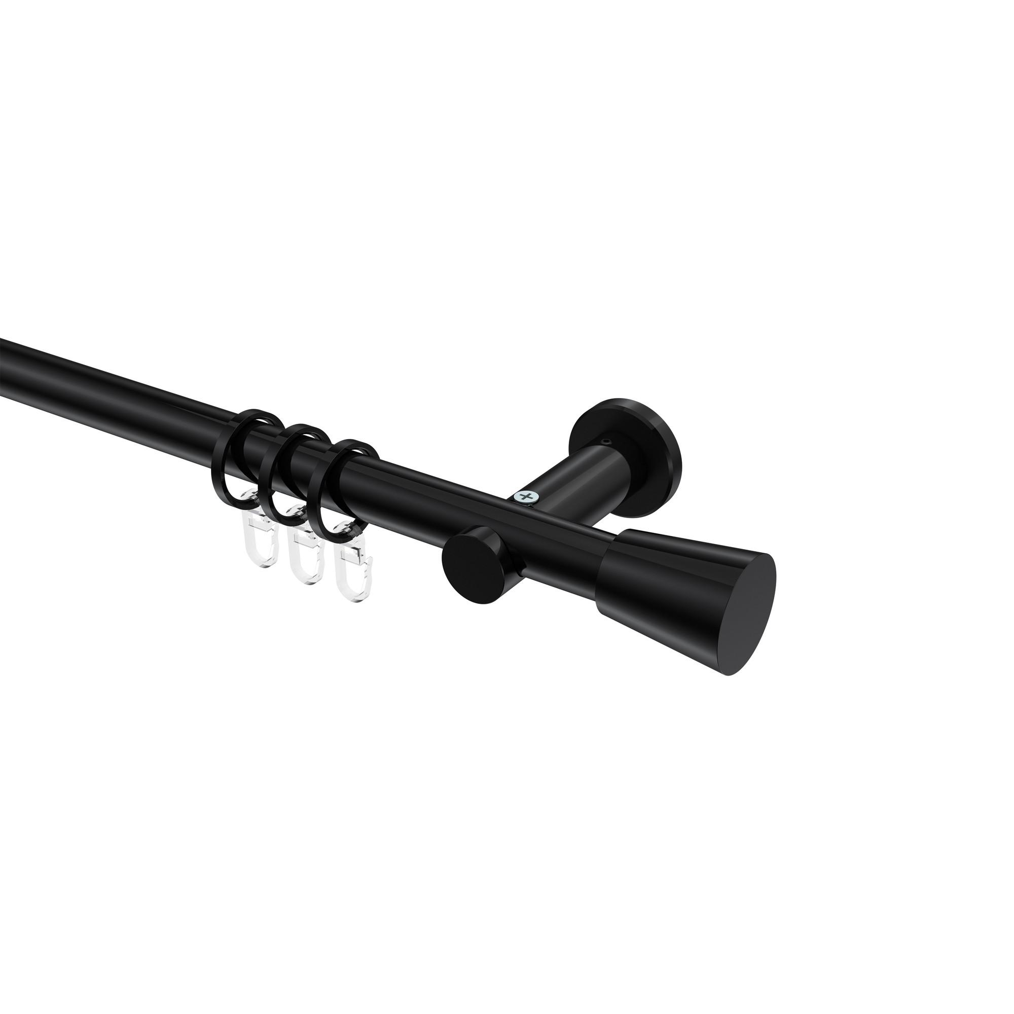 GARDINENSTANGE Platon Sitra 200 cm, 1-läufig, 20 mm Ø Schwarz - Schwarz, Metall (200cm) - INTERDECO