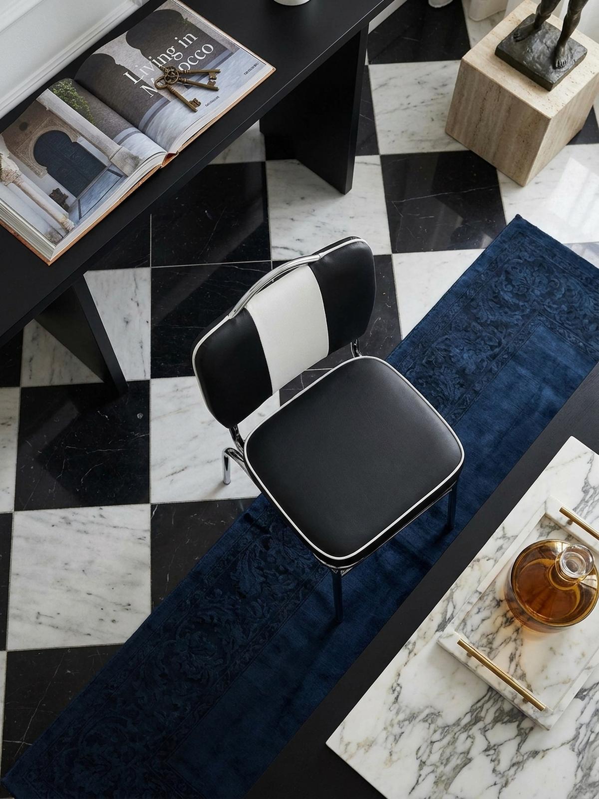 ESSZIMMERSTUHL Kunstleder mit Metallgestell Retro 50er Jahre gepolstert, Schwarz 47x45x90 cm - Silberfarben/Schwarz, Kunststoff/Textil (47/90/45cm) - KADIMA DESIGN