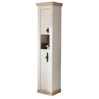 BAD-HOCHSCHRANK Pinie weiß, Oslo Pinie Landhaus, Badschrank, 42 x 200 cm - Dunkelgrau/Weiß, Holzwerkstoff/Metall (42/200/35cm) - Furn.Design