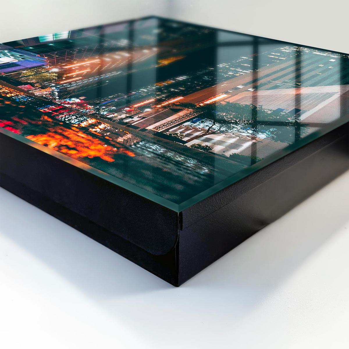 SCHLÜSSELBOX Schwarz 30x30 cm- Türöffnung nach rechts - Stadtleben - Schwarz, Metall (30/30/5cm) - TULUP