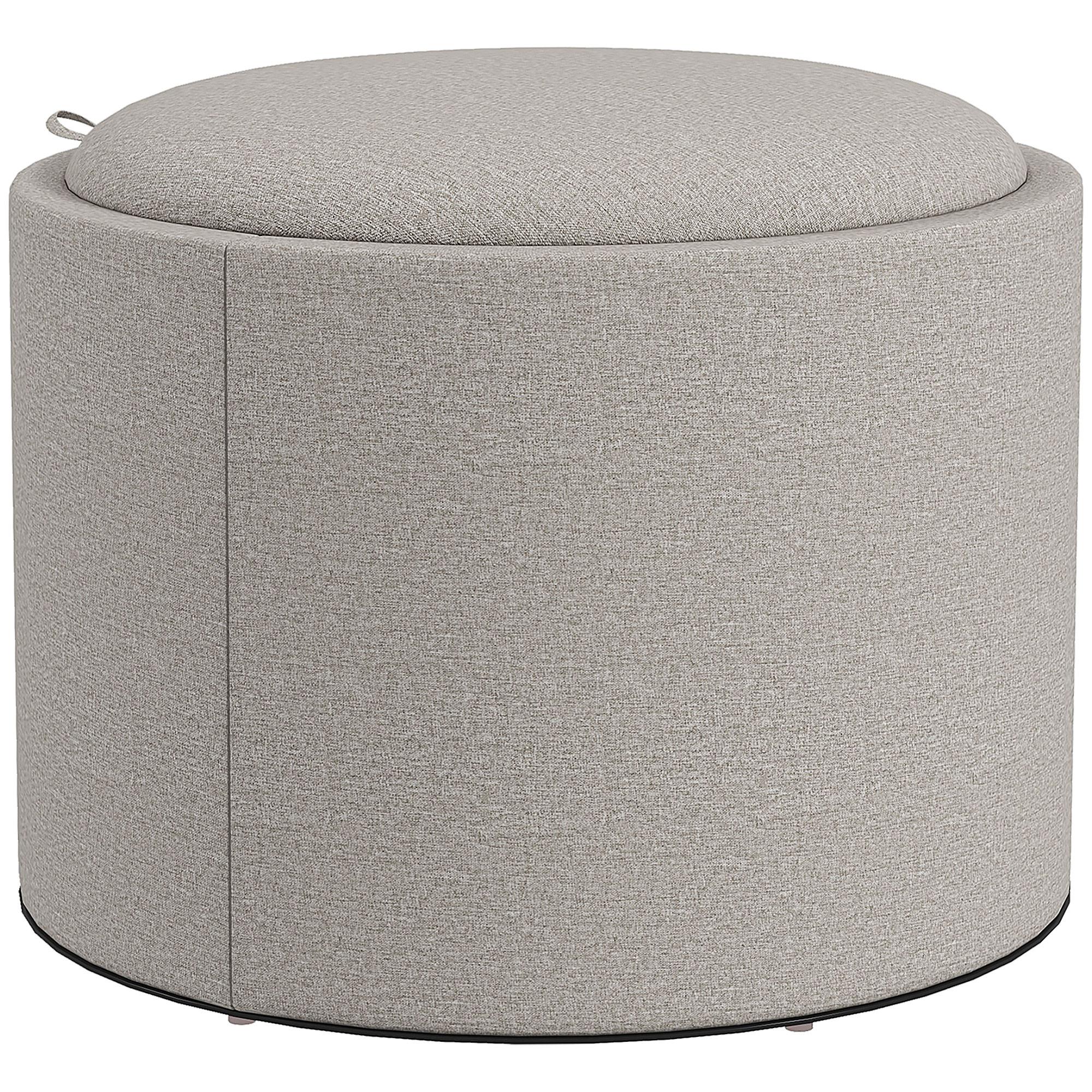 SITZHOCKER mit Stauraum, Runder Hocker mit Klappdeckel Polsterhocker Hellgrau - Hellgrau, Textil (56/42/56cm) - HOMCOM