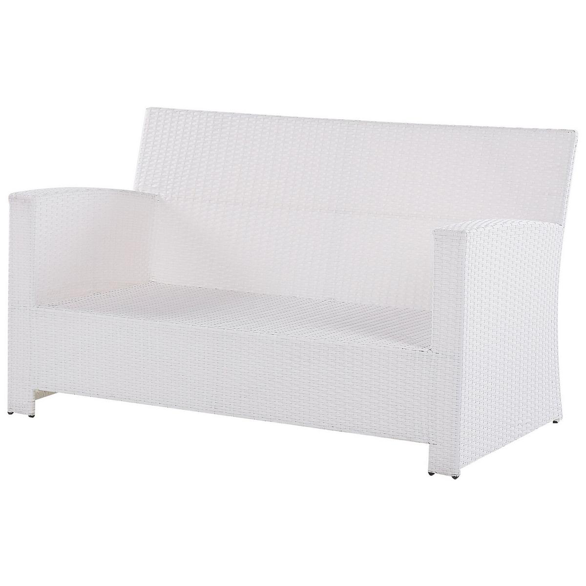 LOUNGE-SET 4-sitzer Rattan Weiß Marino - Weiß, Kunststoff - Beliani