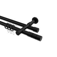 GARDINENSTANGE RUNDROHR-INNENLAUF Prestige Elanto 200 cm, 2-läufig, 20 mm Ø Schwarz - Schwarz, Metall (200cm) - INTERDECO