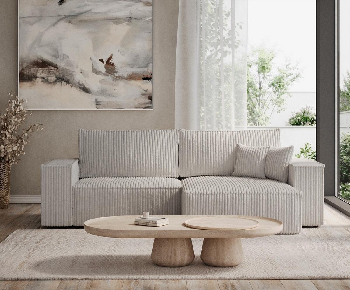 ECKSOFA CAVO mit Schlaffunktion Grau im Tilia Stoff - Schwarz/Grau, Holz/Holzwerkstoff (255/148cm) - AltaBeds