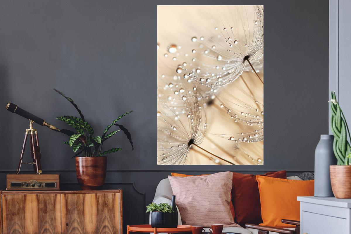 WANDTATTOO Löwenzahn - Abstrakt - Natur - Beige Wandaufkleber 80x120 cm - Braun, Kunststoff (80/120/0.1cm) - MuchoWow