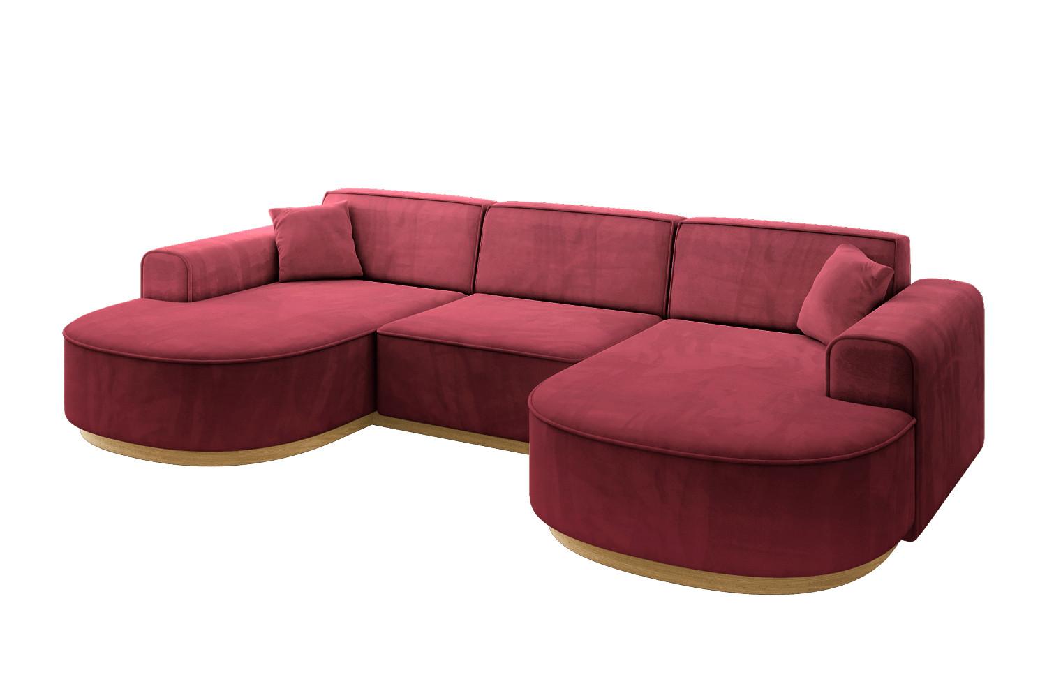 WOHNLANDSCHAFT MARI-U1-v2 - 303x171x83 cm Bordeaux Velours - Bordeaux, Holzwerkstoff/Textil (303/83/171cm) - ALTDECOR