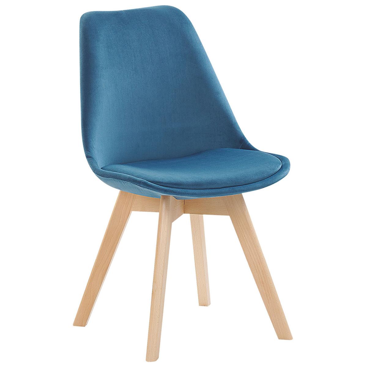 ESSZIMMERSTUHL 2er-Set Samtstoff Blau Dakota - Blau, Holz/Textil (47/82/57cm) - Beliani
