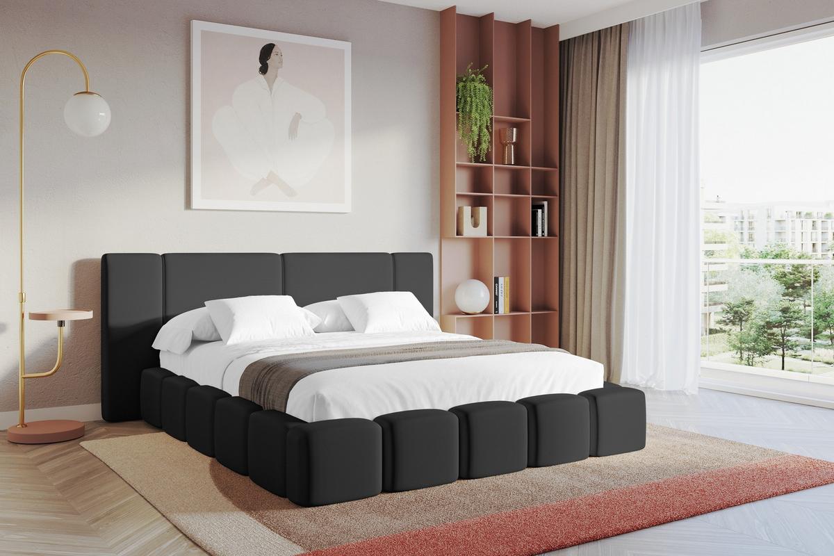 POLSTERBETT mit Bettkasten und Lattenrost, Bett mit Matratze H3/H4 - NILO 120x200 Schwarz - Schwarz Hochglanz, Holzwerkstoff/Textil (120/200cm) - ALTDECOR