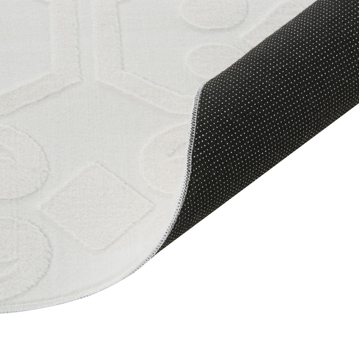 TEPPICH Cremeweiß 160/160 cm Gannett - Creme/Weiß, Textil (160/160cm) - Beliani