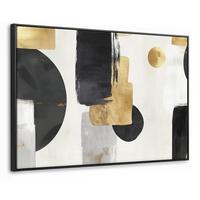LEINWAND Bilder mit Rahmen - Gold - Rechtecke - Kreise - Abstrakt - 120x80 - Weiß, Textil (120/80cm) - MuchoWow