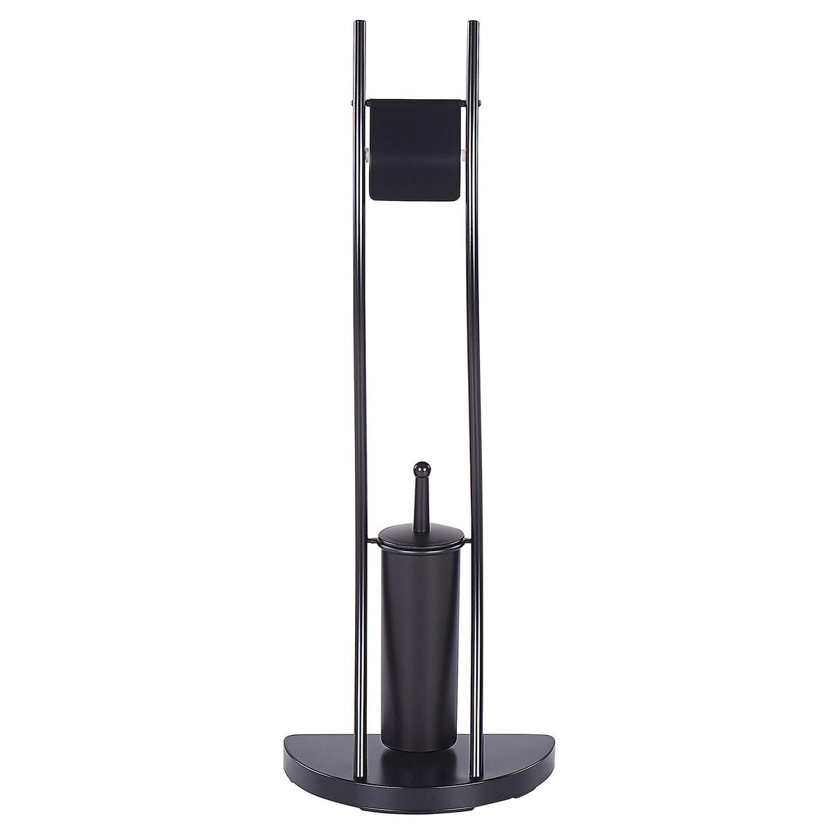 TOILETTENPAPIERHALTER mit Bürste Metall Schwarz Soacha - Schwarz, Metall (33/92/18cm) - Beliani