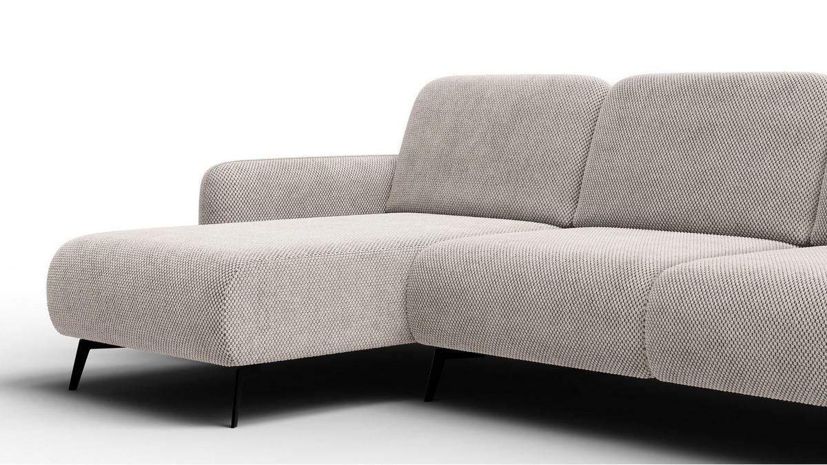ECKSOFA FEBE 4-Sitzer links, beige - Beige/Schwarz, Holz/Textil (264/157cm) - Wozimo