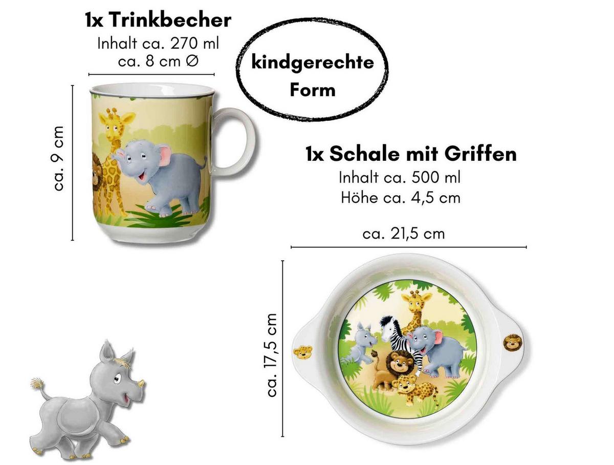 KINDERSET Afrikatiere bunt 2-tlg. - Multicolor, Keramik (19/9.5/19.2cm) - Ritzenhoff Breker