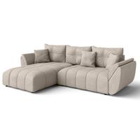 ECKSOFA L Form Verciani Hellbraun 280/190/91 cm mit Schlaffunktion - Schwarz/Bronzefarben, Kunststoff/Textil (280/190cm) - AX Living