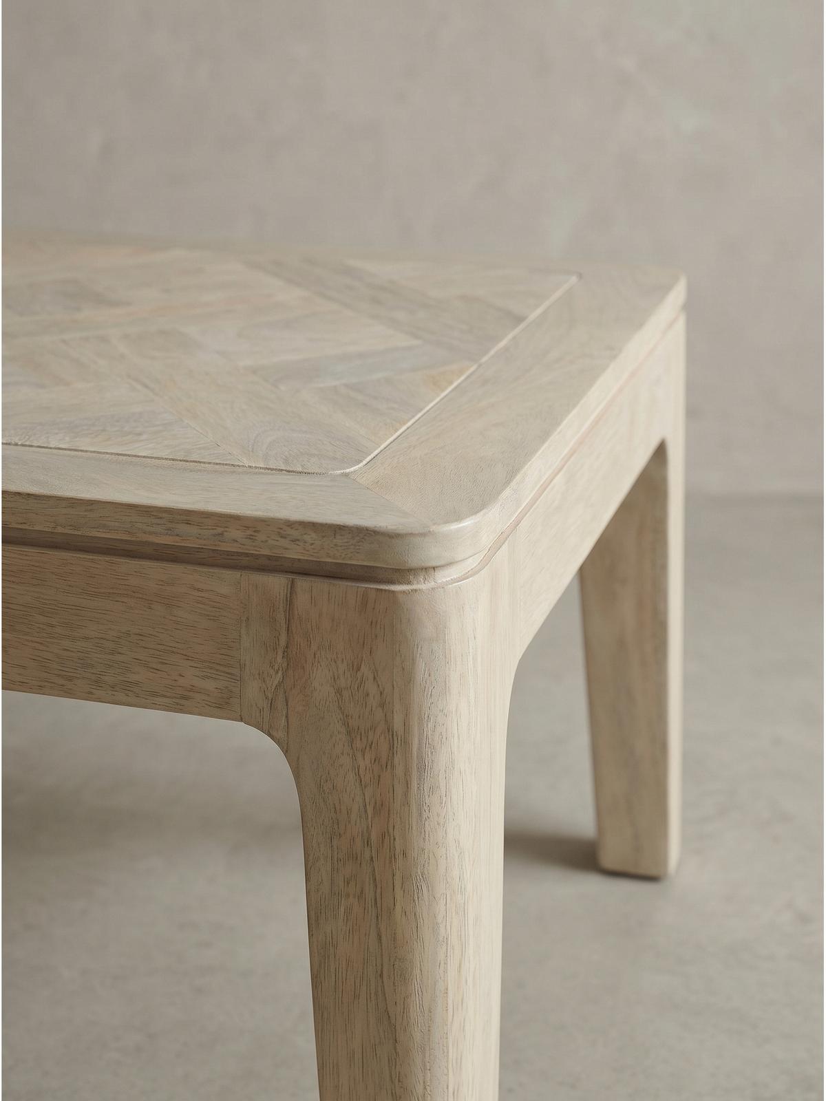 SOFATISCH LOIRE, Mango Massivholz, handgefertigt, Weiß-Mango, 60 x 60 x 32 cm - Beige/Weiß, Holz (60/60/32cm) - KADIMA DESIGN