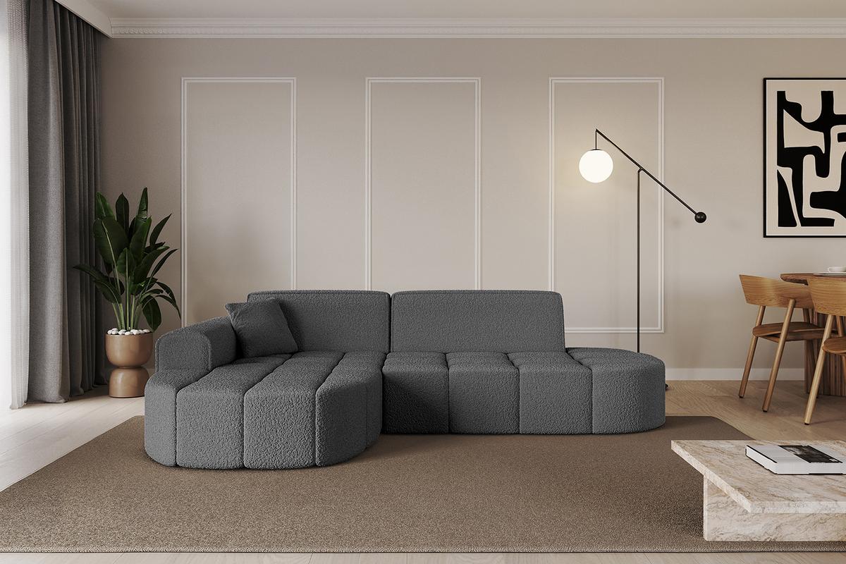 ECKSOFA Ottomane Links LIVO-L1 - 252x173x79,5 cm Grau - Grau, Holzwerkstoff/Textil (252/173cm) - ALTDECOR
