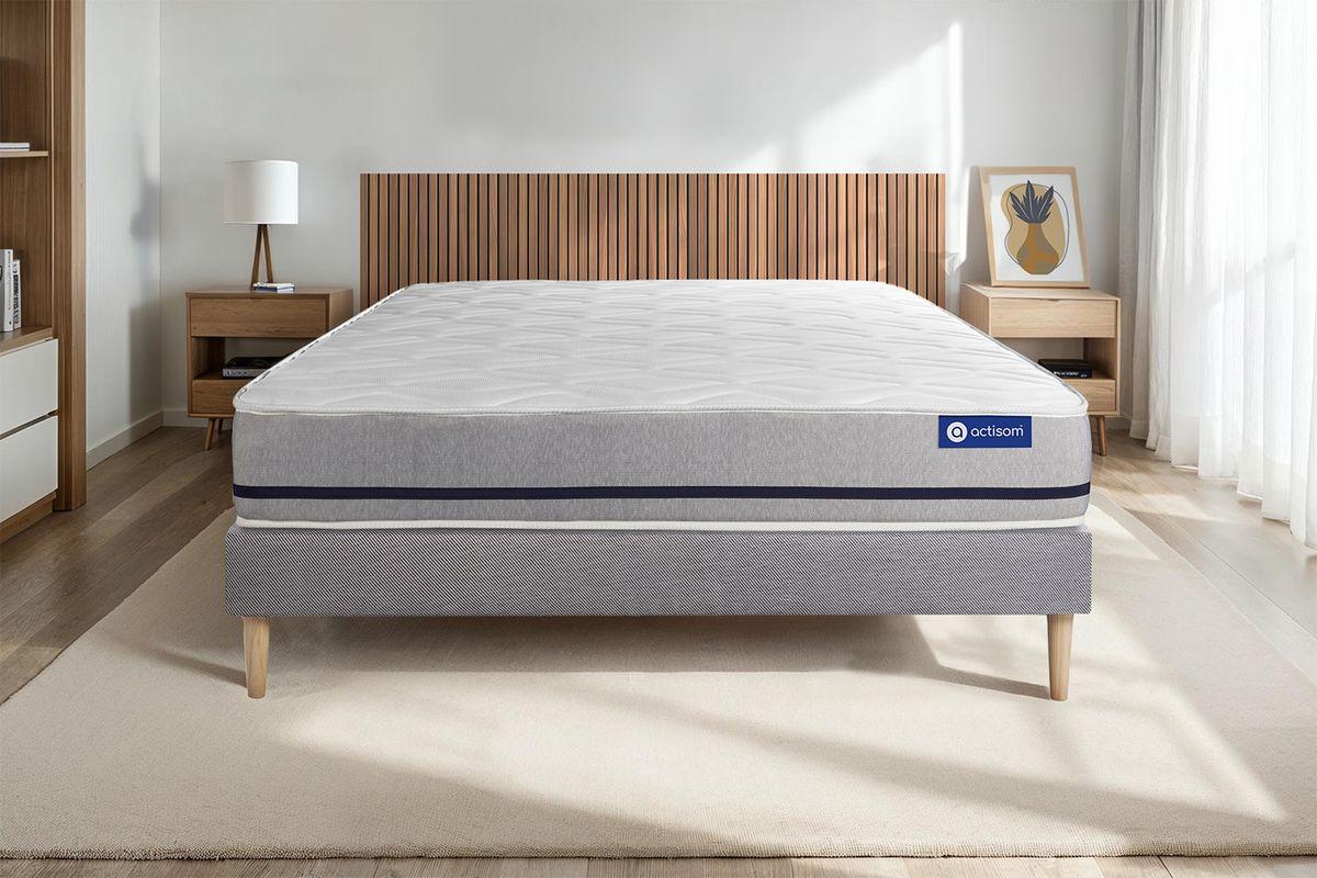 BETT Actilatex soft Latex und Memory-Schaum 80 x 200 cm h2 - Kit Bettgestell Grau - Beige/Grau, Karton/Holz (80/200cm) - ACTISOM