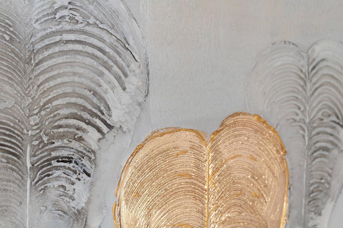 ACRYLBILD HANDGEMALT 120/60 cm - Silberfarben/Goldfarben, Holz/Textil (120/60cm) - KUNSTLOFT