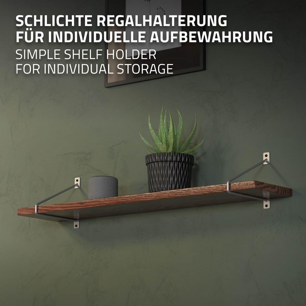 REGALHALTERUNG 2er Set 220mm Silber - Silberfarben, Metall (2.3/18/22cm) - ML-DESIGN