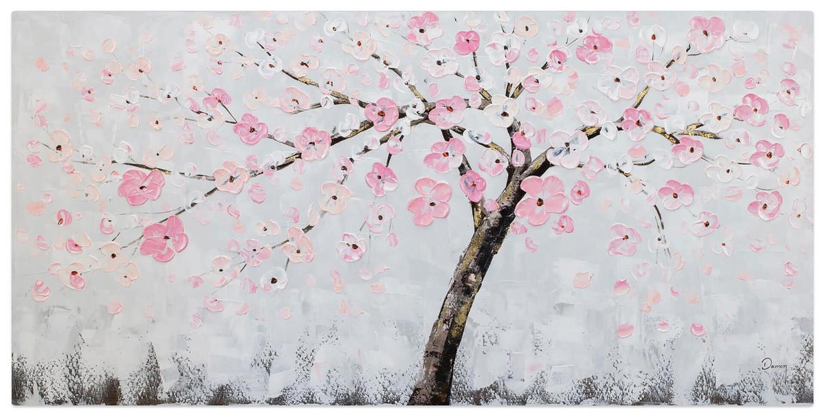 ACRYLBILD HANDGEMALT 120/60 cm - Pink/Grau, Holz/Textil (120/60cm) - KUNSTLOFT