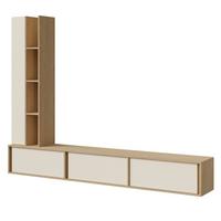 WOHNWAND Vero 2-teilig Wohnzimmer-Set mit TV-Lowboard und Hochschrank, Frühlingseiche + Macadamia - Kaschmir/Eichefarben, Holzwerkstoff (230/185/35cm) - Beautysofa