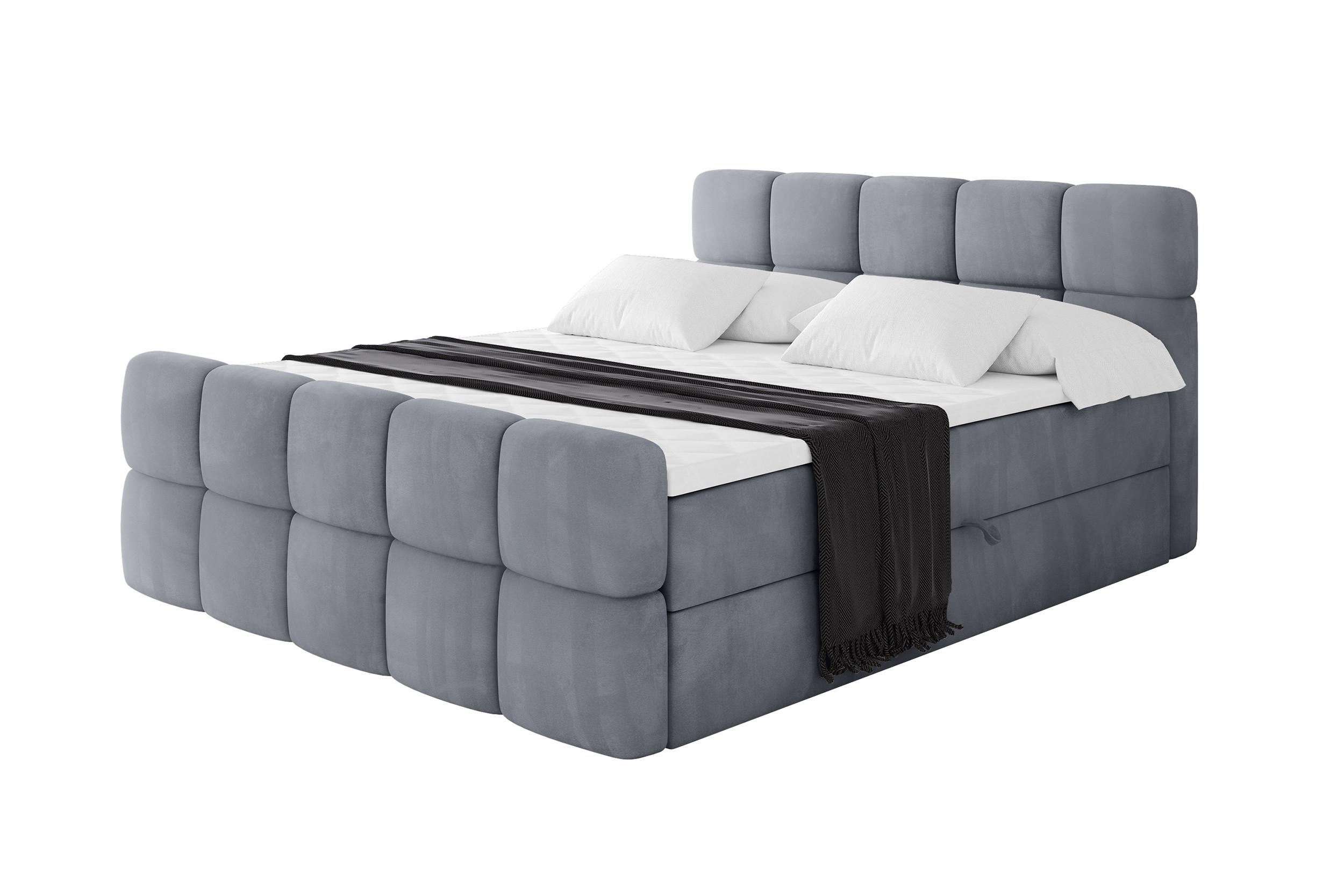 BOXBETT mit Matratze H3 - FAMA-Z - 200x200 cm Grau Casablanca - Grau, Holzwerkstoff - ALTDECOR
