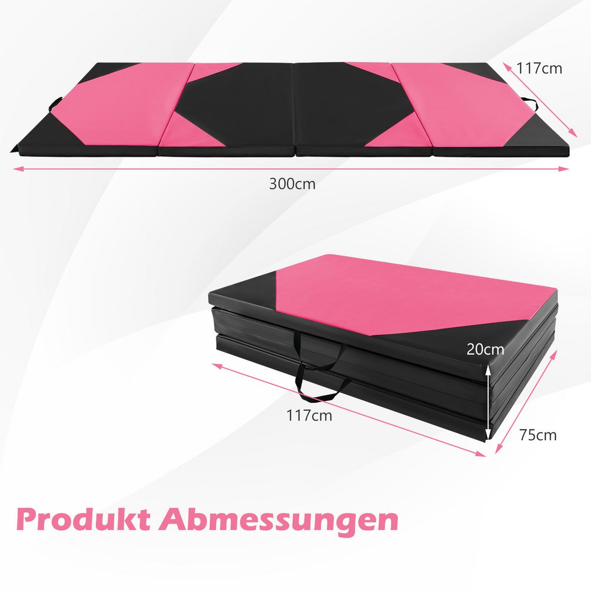 GYMNASTIKMATTE Rosenrot - Pink, Leder (300/117cm) - COSTWAY