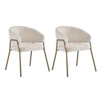 STUHL-SET 2 Stück Lamm Samt Weiß - Weiß, Holzwerkstoff/Textil (48/78/49cm) - Urban Meuble