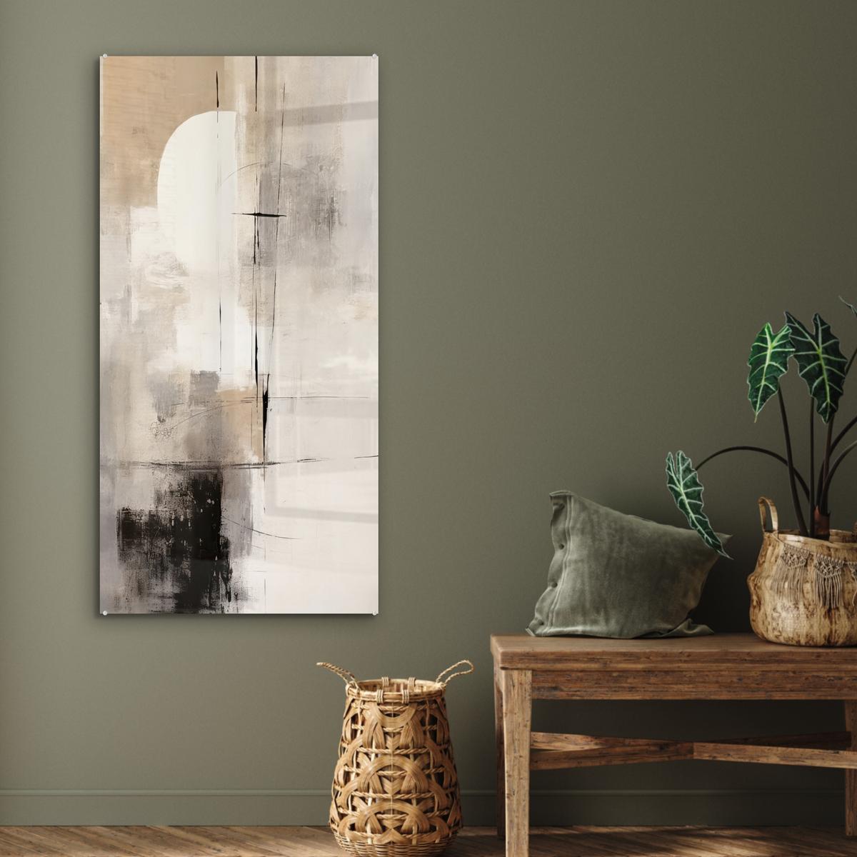 ACRYLGLASBILD Abstrakt - Kunst - Grau 60x120 cm - Hellgrau, Glas (60/120cm) - MuchoWow