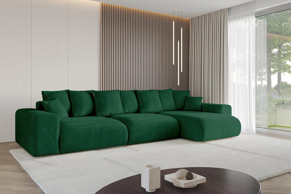 ECKSOFA Ottomane rechts ESKAR-L2 364x176x72 Dunkelgrün Cord - Dunkelgrün/Schwarz, Holzwerkstoff/Kunststoff (176/364cm) - ALTDECOR