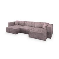 WOHNLANDSCHAFT SARMO P Lila Kordstoff mit Schlaffunktion - Lila/Grau, Holz/Kunststoff (347/70/148cm) - MASSENO