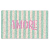 FUSSMATTE Rosa – Grün – Streifen – Amore 150x90 cm - Mintgrün, Kunststoff (150/0.4cm) - MuchoWow