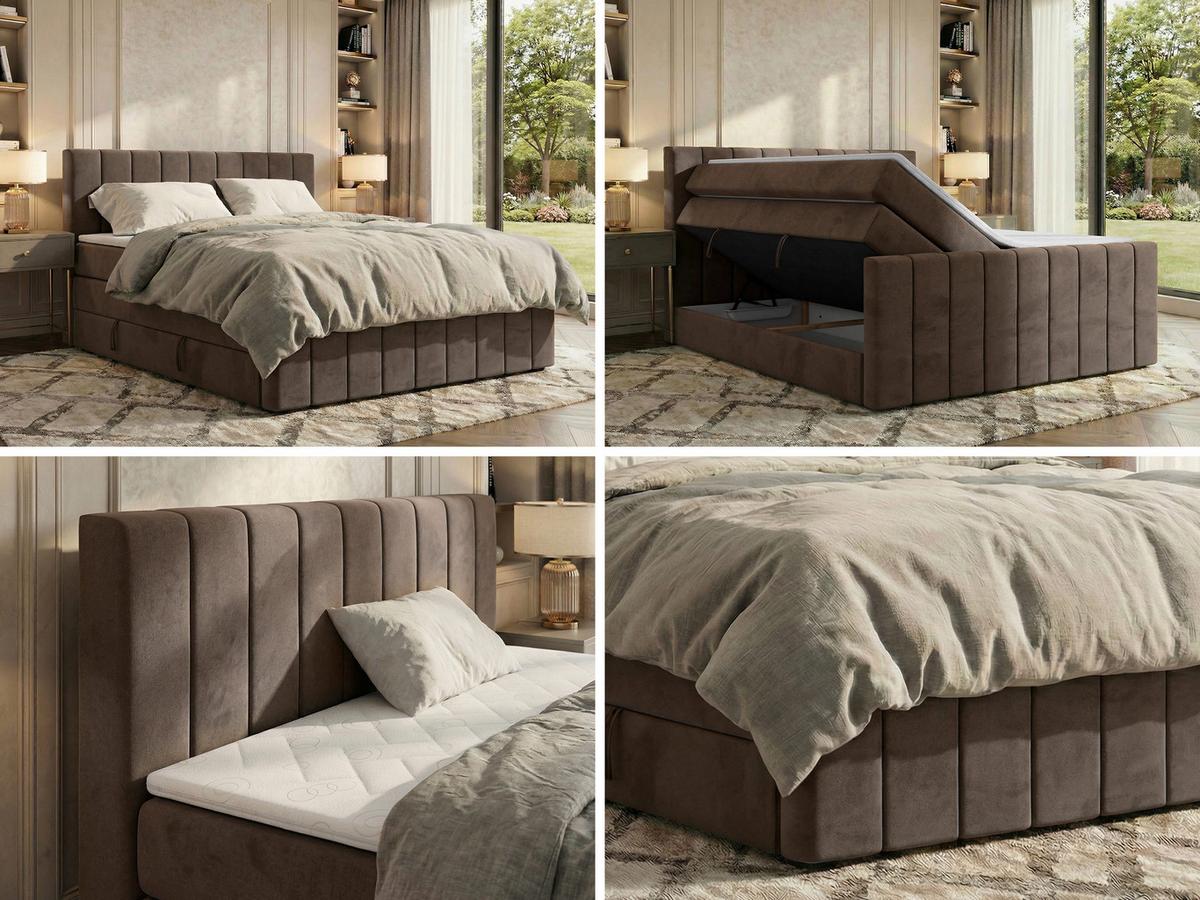 BOXSPRINGBETT ALVER KING DUO 180/200 - Braun Velvet - H4 - Braun, Textil (180/200cm) - MKS